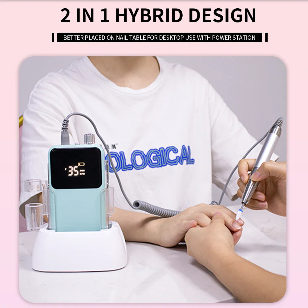 Professional Electric Nail Drill – 35000RPM Rechargeable Nail File for Gel Nails, Low Noise Sander, Nail Accessories