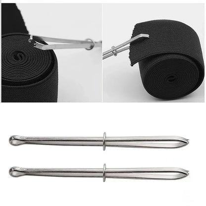 2pcs Stainless Steel Garment Clips - Sewing DIY Tools for Elastic Band Tape, Punch, Cross Stitch Threader - Wear Rope Elastic Clamp