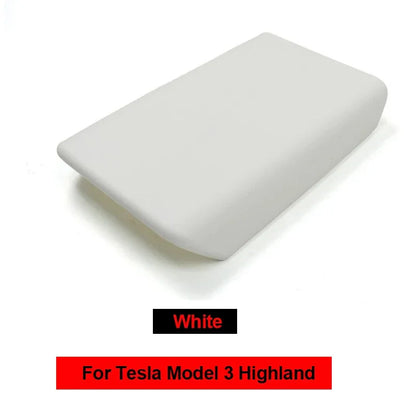Tesla Model 3/Y 2023-2024 Armrest Protector Box Cover – Soft White TPE Center Console Pad for Model 3 Highland