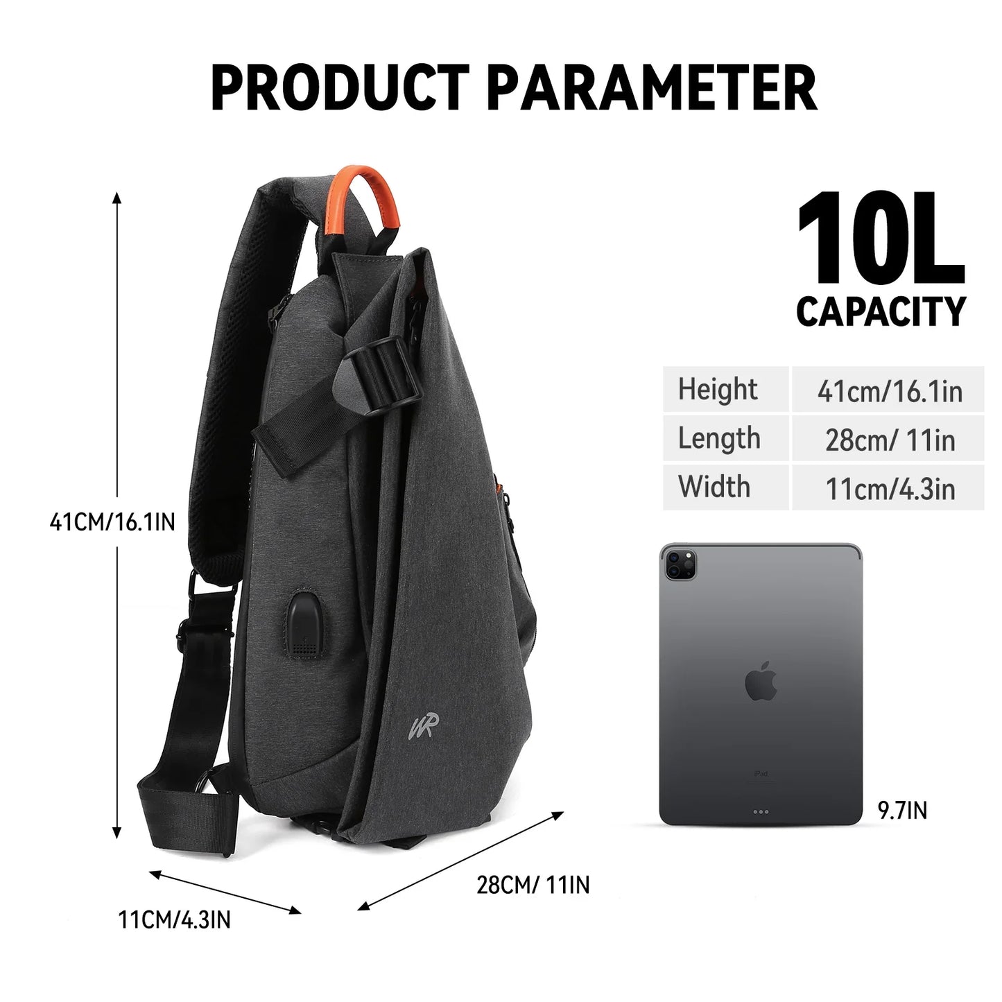 Anti-Theft Crossbody Sling Bag - Small Backpack for Men & Women | One Shoulder Chest Bag for Hiking, Biking, Travel
