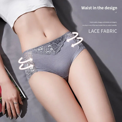 Women’s Cotton Lace Underwear Panties - Sexy Mid Waist Hollow Briefs with Hip Lift Comfort Fit Lingerie