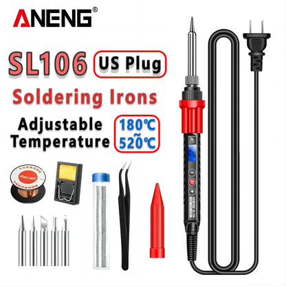 ANENG SL106 Electric Soldering Iron – Adjustable Temperature Welding & Rework Station with Heat Pencil Tip, 110V/220V