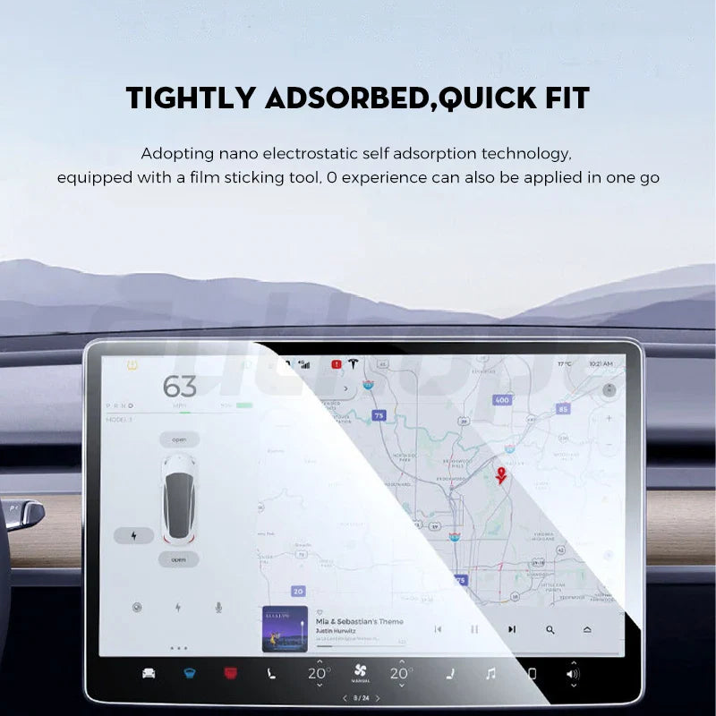 Futhope Tempered Glass Screen Protector – HD Center Control Film for Tesla Model 3/Y Highland (2021-2025) Protection