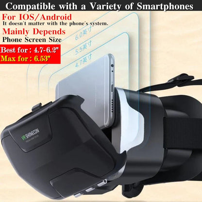 Blu-Ray VR Glasses – HD IMAX 3D Virtual Reality Headset with Huge Screen, Google Cardboard, Phone & Game Joystick Support