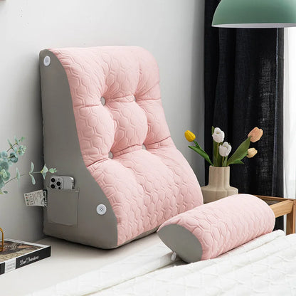 Soft Lumbar Bedside Cushion – Wedge Pillow for Back Support, TV Lounger & Reading, Decorative Bed Pillow