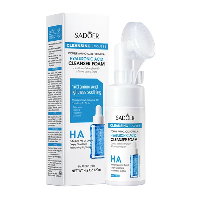 SAODER Q10 & Vitamin C Facial Cleanser — Moisturizing Brightening Face Wash Foam for Gentle Skin Cleansing