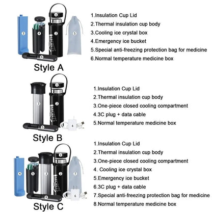 Rechargeable Insulin Refrigerated Cup - Portable Medicine Cooler with LCD Digital Display