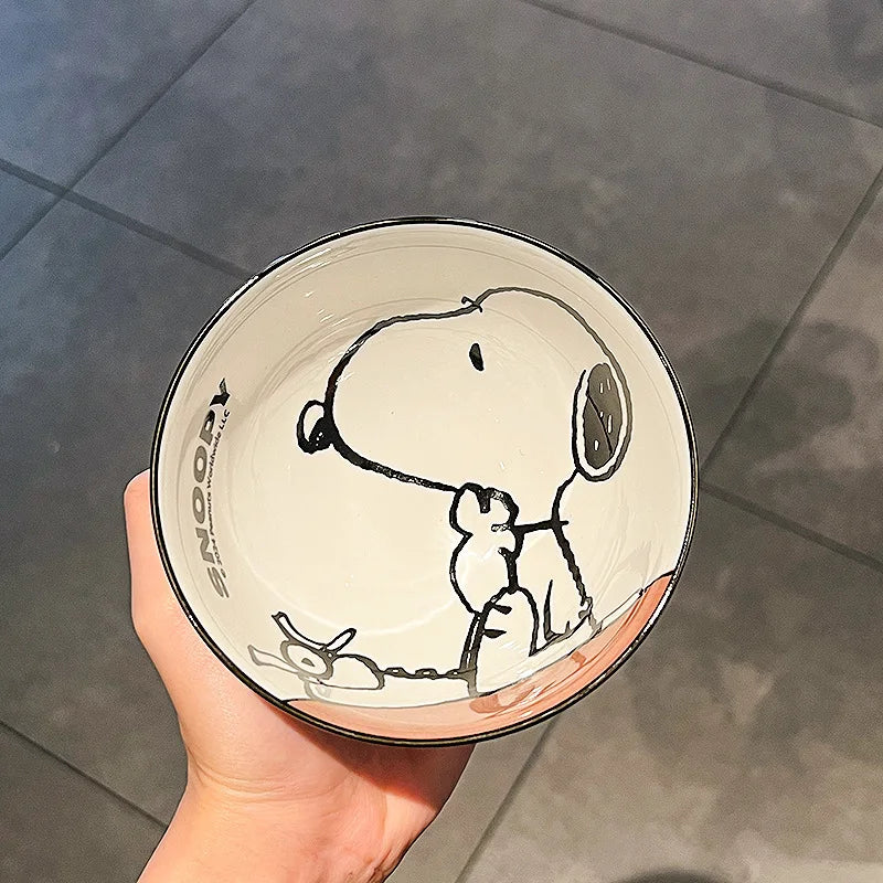 New Cute Snoopy Ceramic Bowl Set – Kawaii Anime Cartoon Tableware for Home & Gift