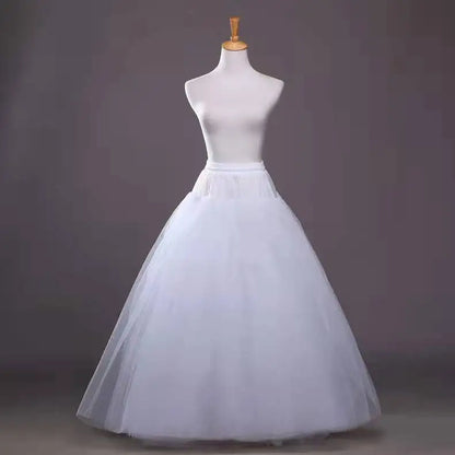 6-Hoop Crinoline Petticoat - White Long Wedding Dress Underskirt for Ball Gowns