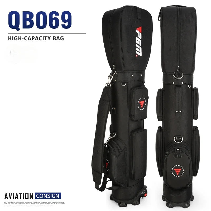 PGM Ultra-Light Golf Bag with Wheels QB069 – Large Capacity Sport & Aviation Bag with Multifunctional Ball Storage
