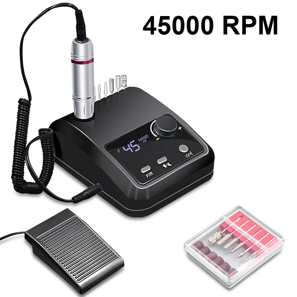 45000 RPM Electric Nail Drill Machine, Professional Metal Manicure Pen, HD Display Nail File & Sander for Nails