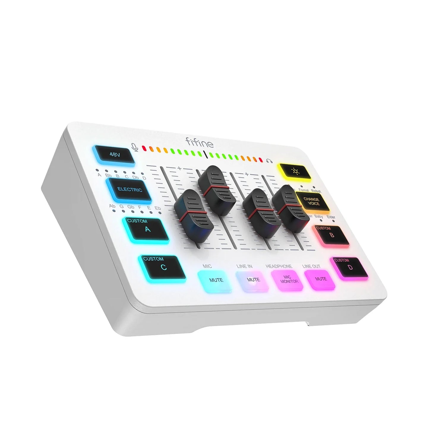 FIFINE 4-Channel USB Gaming Mixer with XLR Mic Interface – RGB Sound Mixer for Game, Podcast & Streaming AmpliGame SC3W