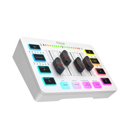 FIFINE 4-Channel RGB Gaming Audio Mixer – XLR Mic Interface for Streaming, Podcast & Game Voice