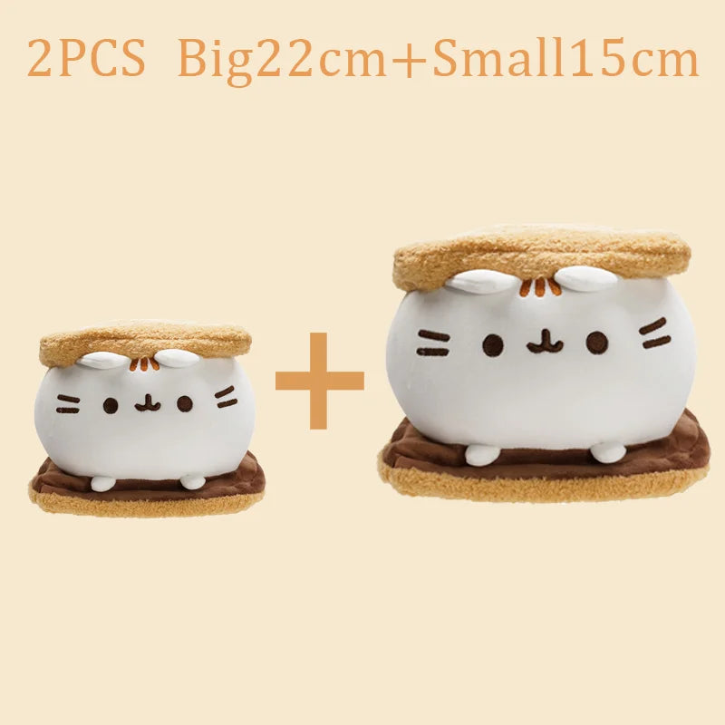 Kawaii Chocolate Cookie Fat Cat Plushie – Soft Stuffed Animal Pillow, Sleep Toy & Home Decoration for Kids, Birthday Gift