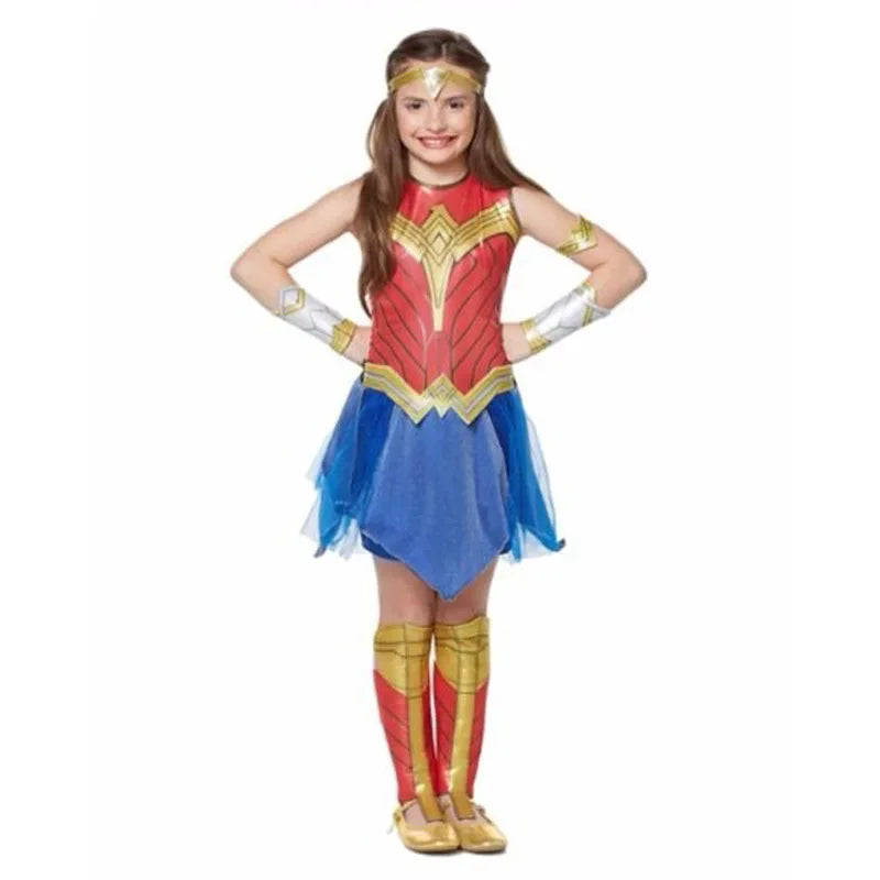 Deluxe Wonder Woman Anime Costume for Girls – Dawn of Justice Superhero Halloween Fancy Dress Cosplay