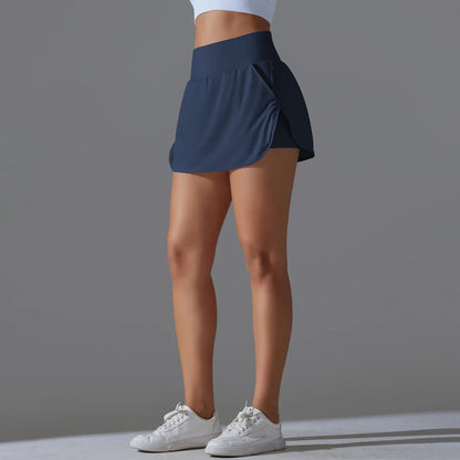 Outdoor Sports High Waist Yoga Skirt — Breathable Badminton Tennis Active Fitness Athletic Short Skirt