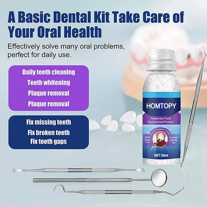 Moldable Teeth Repair Kit – Temporary Dental Replacement with Thermal Beads for Fixing Missing & Broken Teeth, Artificial Tooth Fillings