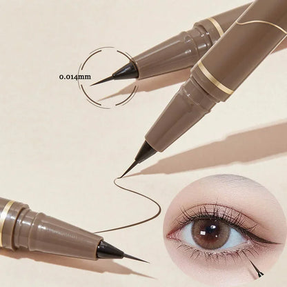 Ultra-Thin Eyeliner Pen — Black & Brown Waterproof Eyelash Liner for Silkworm Eye Makeup, Long-Lasting Smooth Pencil