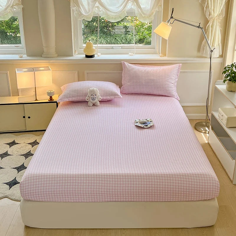 Plaid Fitted Sheet - Soft Skin-Friendly Elastic Bed Cover for Kids & Home