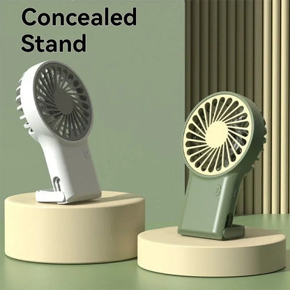 New Foldable USB Rechargeable Mini Fan | Handheld Desktop Fan with Cartoon Design & Hook for Outdoor, Home & Office Use