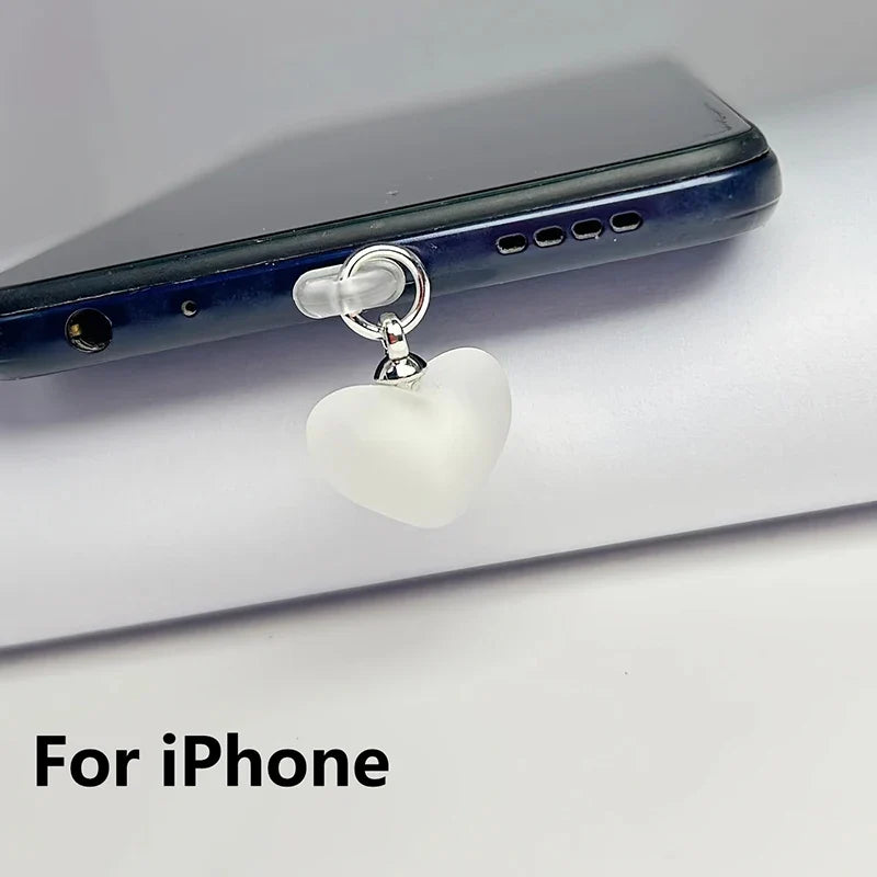 Heart-Shaped Phone Dust Plug Pendant - Universal iPhone/Type-C Accessory for Protection & Style