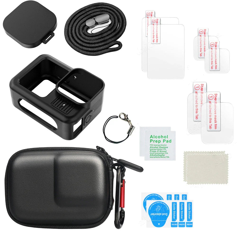 GoPro Hero 13 Black Tempered Glass Screen Protector – Silicone Case, Lens Cap & Protective Film for GoPro 13 Camera
