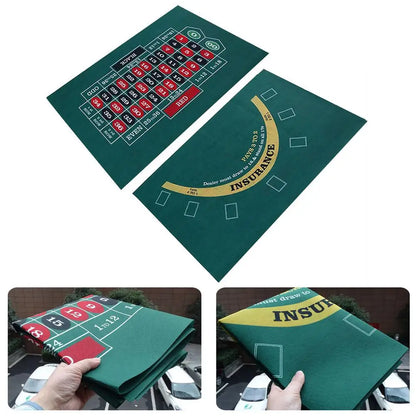 Double-Sided Tabletop Casino Felt Layout Mat – Professional Poker, Texas Hold'em & Blackjack for Roulette Games