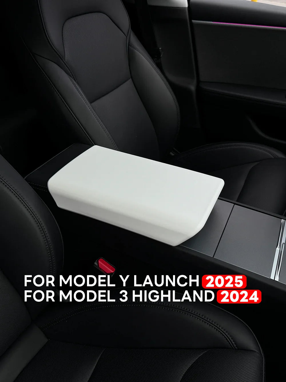 Tesla Model Y 2025 & Model 3 Highland 2024 TPE Soft Case — Center Console Armrest Lid Cover, Interior Accessories