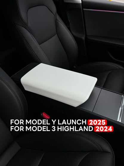 Tesla Model Y 2025 & Model 3 Highland 2024 TPE Soft Case — Center Console Armrest Lid Cover, Interior Accessories