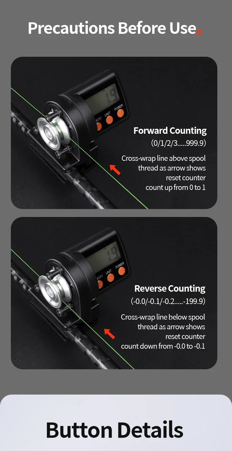 CHILENT 999.9M Digital Fishing Line Counter – ABS Night Display, Fishing Accessories (Battery Not Included)