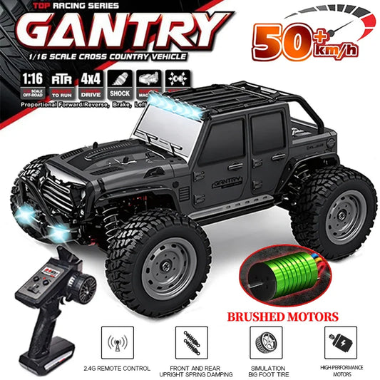 16103 Fast RC Cars – 50km/h 1/16 Off-Road 4WD Monster Truck with LED Headlights, 2.4G Waterproof Remote Control for Adults & Kids
