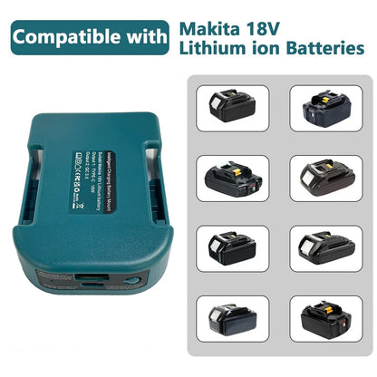 Makita 18V & 40V Battery Holder with USB & Type-C – Compatible with BL1840, BL1850, BL1860, Fast Charging Adapter for Makita Chargers