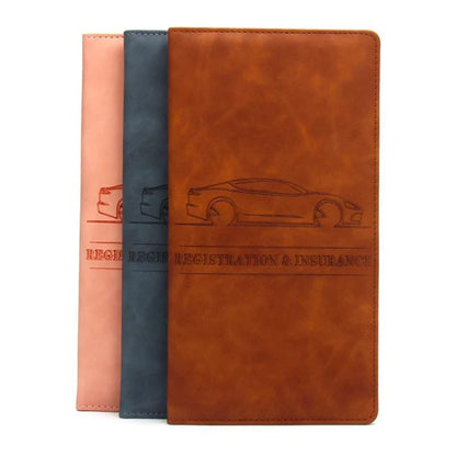Car Registration & Insurance Holder – Leather Driving License Cover, Auto Documents Storage Bag & Credit Card Holder