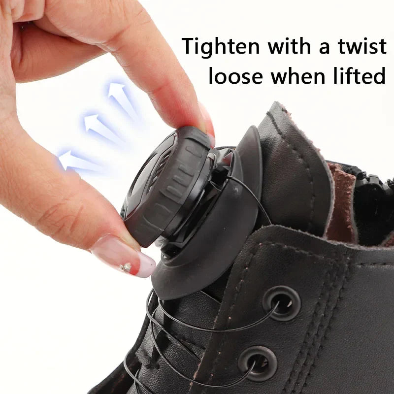 Round No-Tie Shoe Laces – Large Swivel Buckle Automatic Laces for Sneakers & Boots, Unisex Shoe Accessories