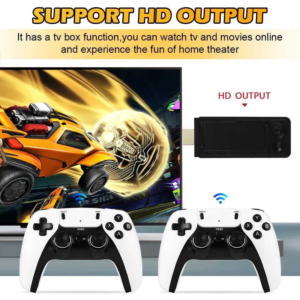 NEW 128GB X9 PRO Retro Game Console — TV Video Game Stick with 45+ Emulators for PS1, PSP, NDS, N64 & 40,000+ Games, 2.4G Dual Controllers