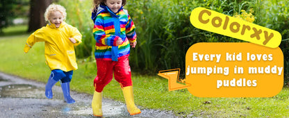 Shevalues Kids Waterproof Rain Boots – Non-Slip Toddler Boots with Easy-On Handles for Boys & Girls
