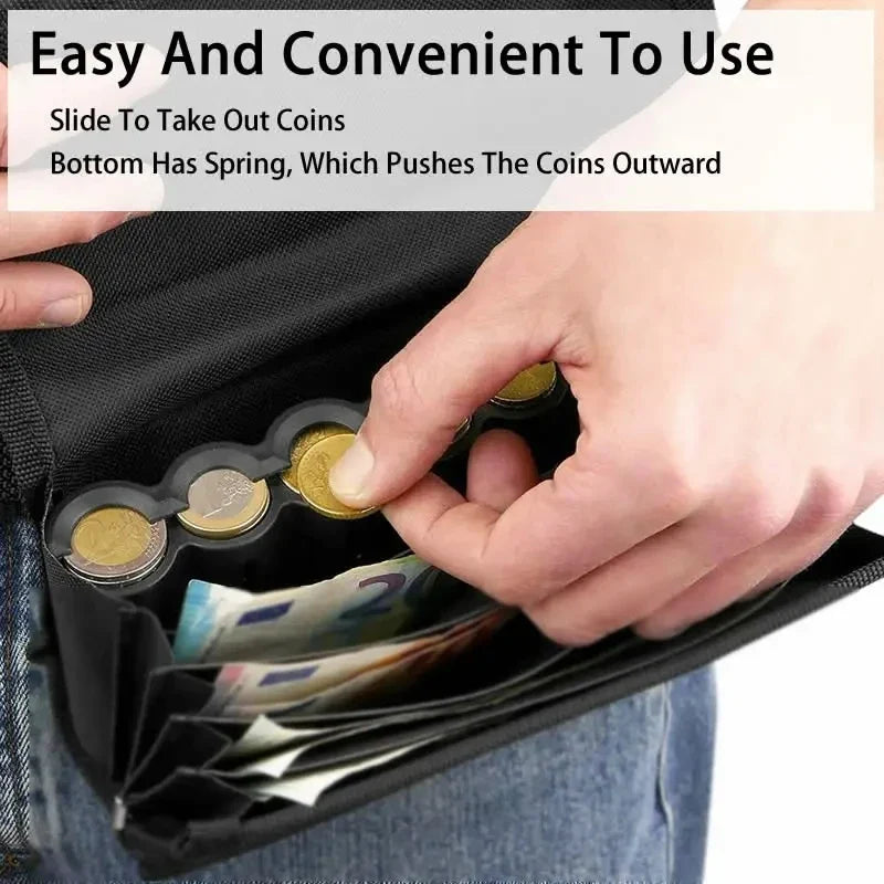 Creative Portable Coin Storage Wallet – Multi-Pocket Euro Coin Holder & Cash Fanny Pack with 8 Slots