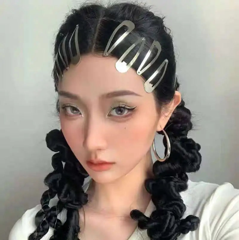 2/20PCS Silver Metal BB Hair Clips – Y2K Punk Drop-Shaped Hairpins for Girls DIY Hair Accessories & Jewelry Making