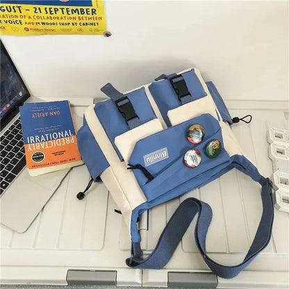Harajuku Nylon Crossbody Bag – Unisex Messenger Shoulder Bag for Men & Women, School Book Canvas Handbag Youth Travel Sac Bolsa