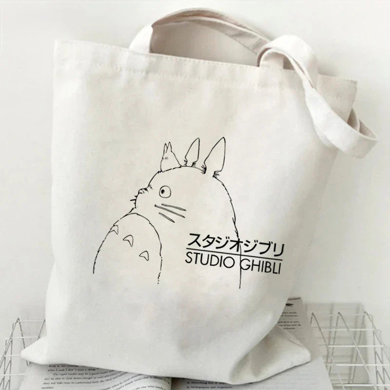 Totoro Studio Ghibli Fashion Tote Bag – Foldable Reusable Shopping Handbag, Harajuku Style Student Bag