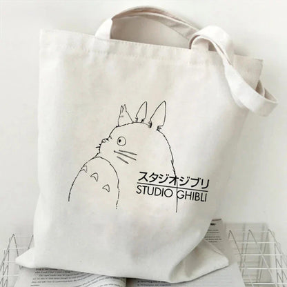 Totoro Studio Ghibli Fashion Tote Bag – Foldable Reusable Shopping Handbag, Harajuku Style Student Bag