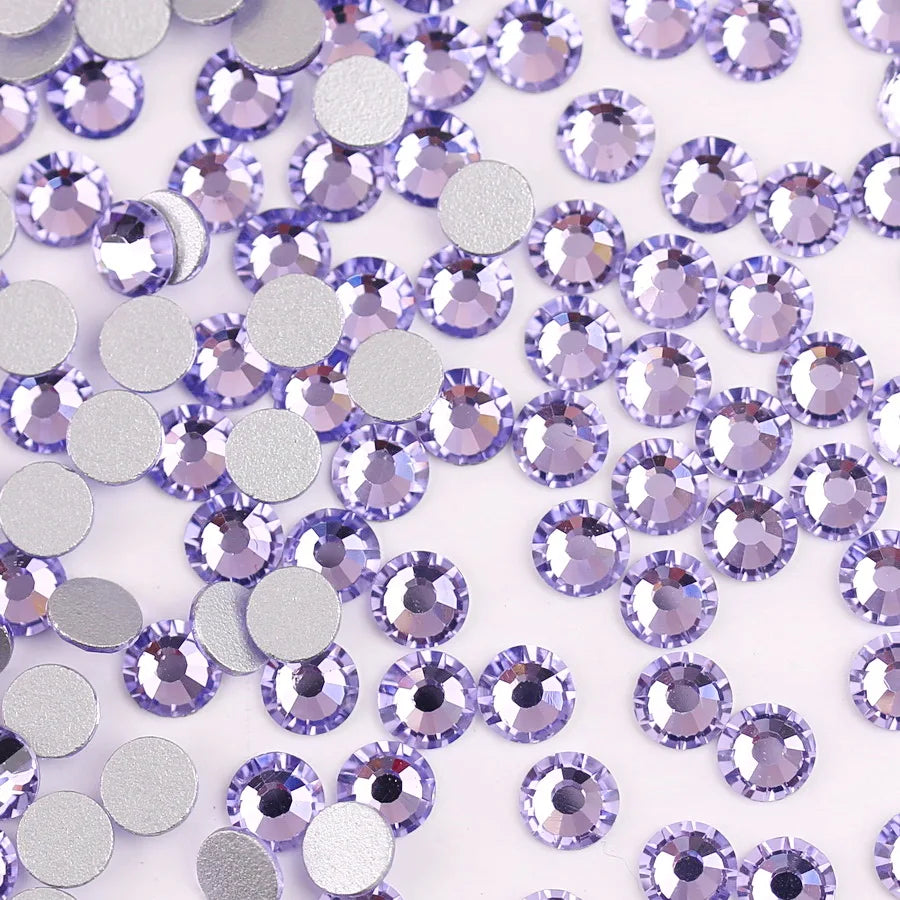 Glass Crystal Flatback Rhinestones SS6–SS30 Set – 7 Sizes Non-Hotfix Round Nail Art Beads for DIY Crafts & Decoration
