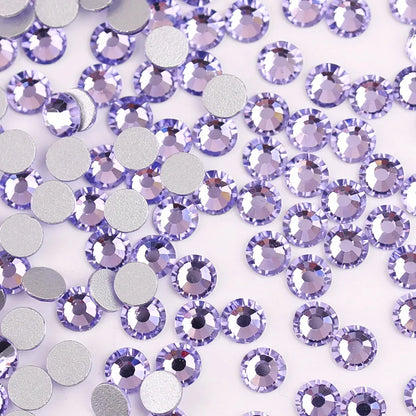 Glass Crystal Flatback Rhinestones Set SS6–SS30 – Non-Hotfix Round Glue-On Gems for Nail Art, DIY Crafts & Jewelry Decoration