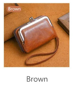 Women’s Fashion Minimalist Wrist Strap Wallet – Retro Short Zero Wallet with Large Capacity, Multi-Card Pockets & Money Clip