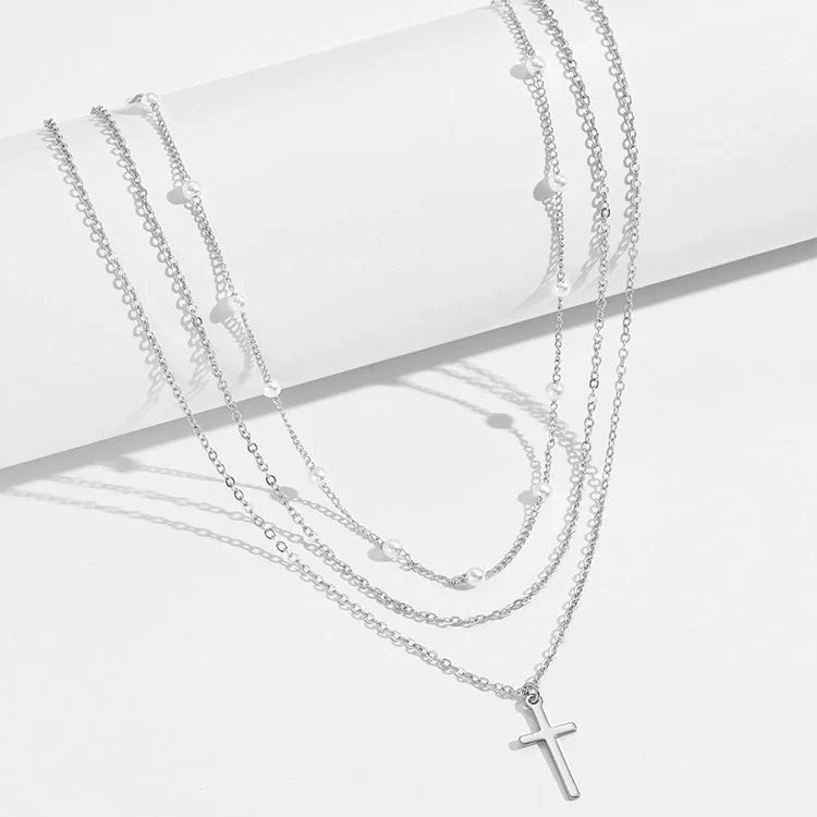 LATS Pearl Choker Necklace for Women – Double Layer Heart Pendant Jewelry Gift
