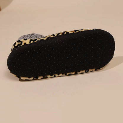 Leopard Print Floor Socks – Warm Non-Slip Home Socks for Women & Men, Fall Winter Sleep Slippers