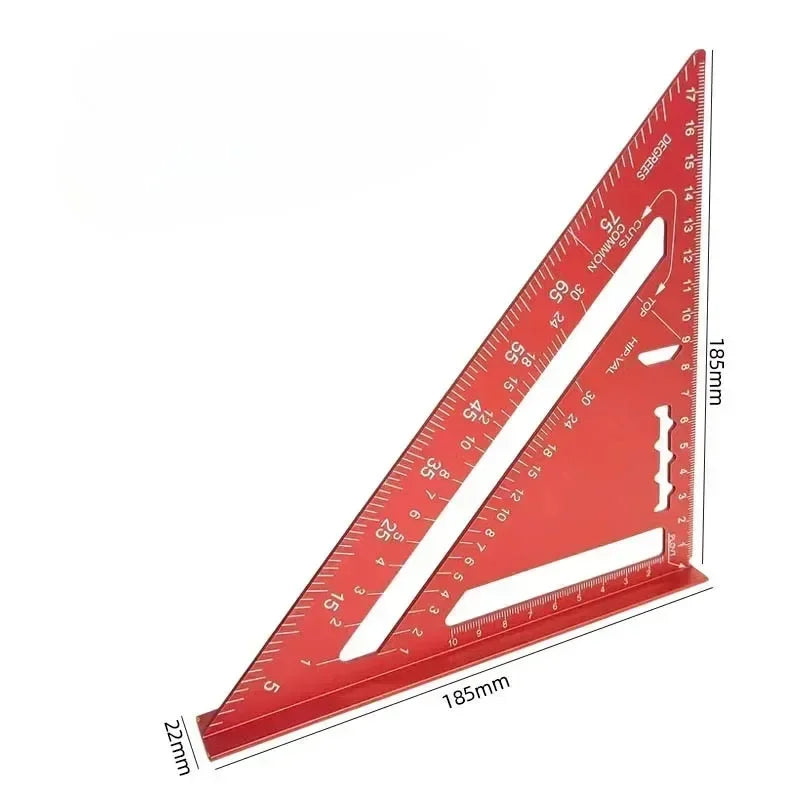 7 Inch Aluminum Alloy Triangle Ruler — Metric Angle Protractor Speed Square for Woodworking