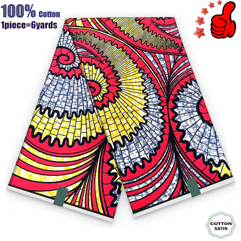 African Real Wax Print Fabric - 100% Cotton Ghana Nigeria Style Ankara Batik Sewing Material