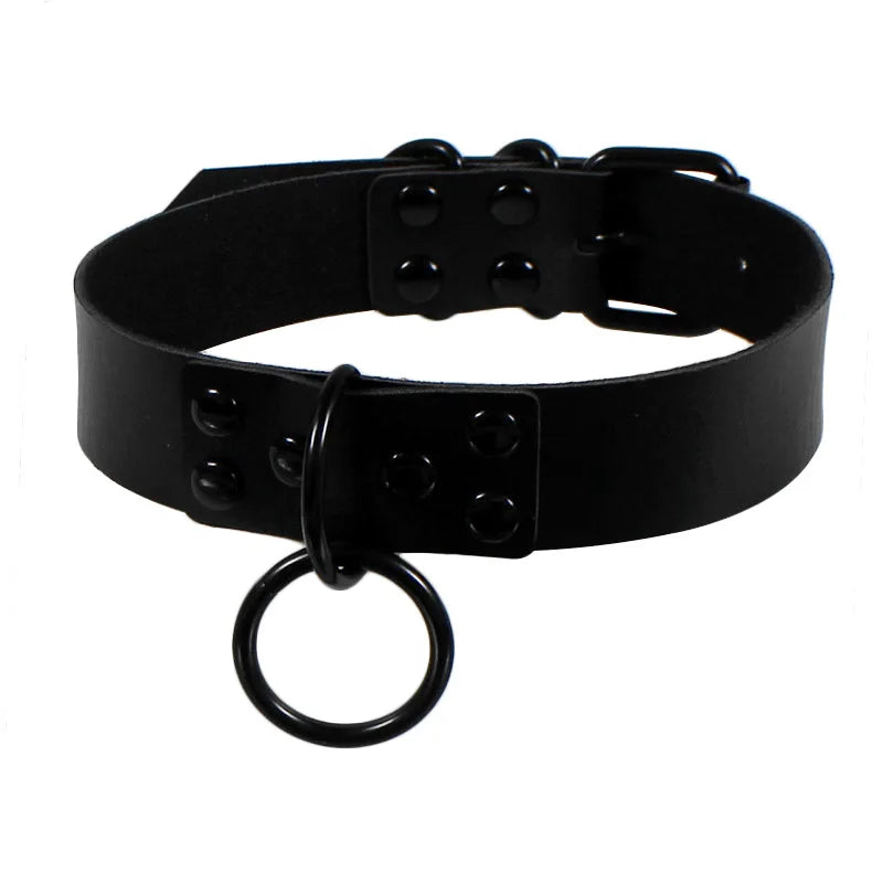 Harajuku Punk Rock Gothic Choker Necklace – PU Leather Heart Lock, Key, Spike Collar, Cosplay Accessories for Women