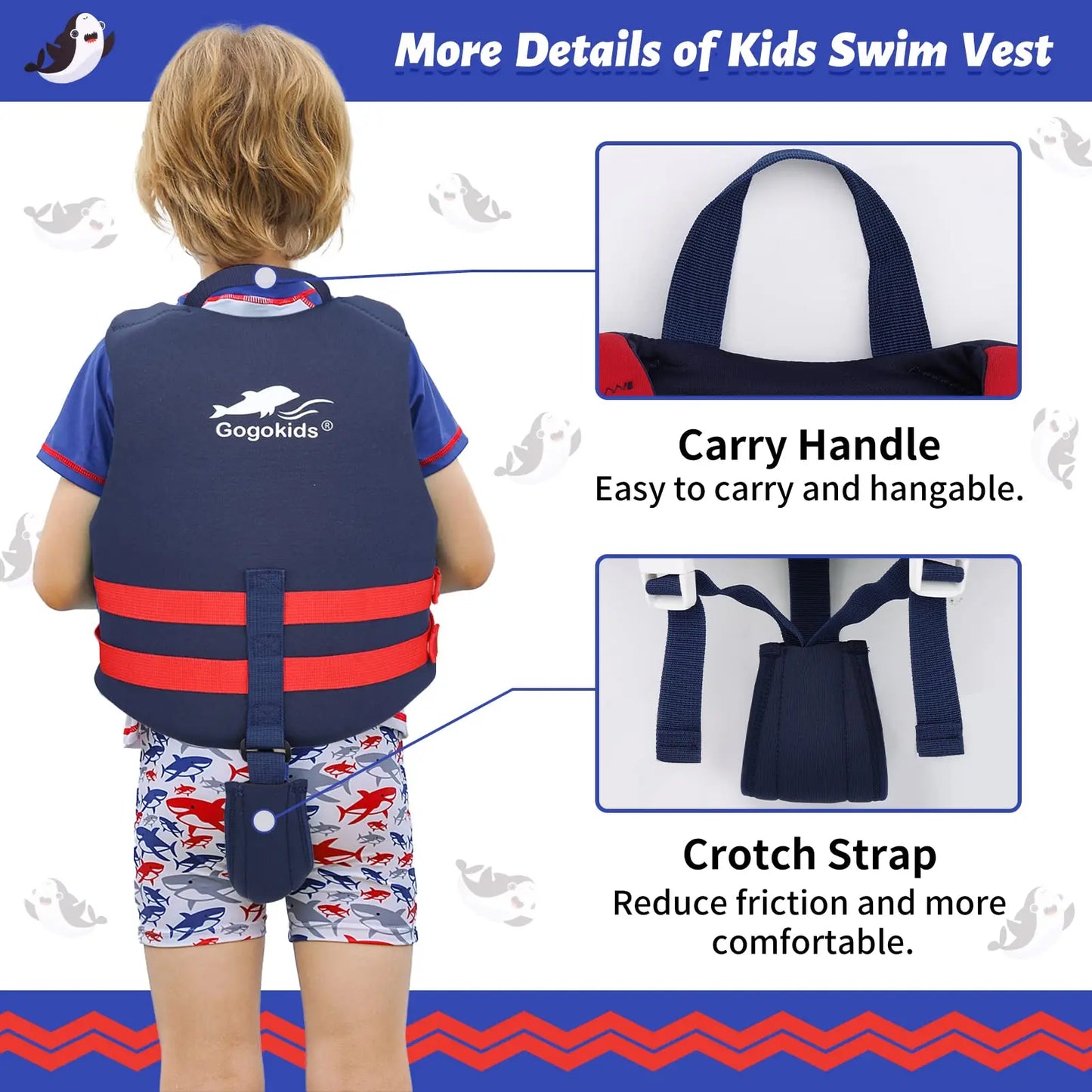 Gogokids Kids Life Jacket – Neoprene Float Vest for Toddlers, Swim Training & Buoyancy Swimwear